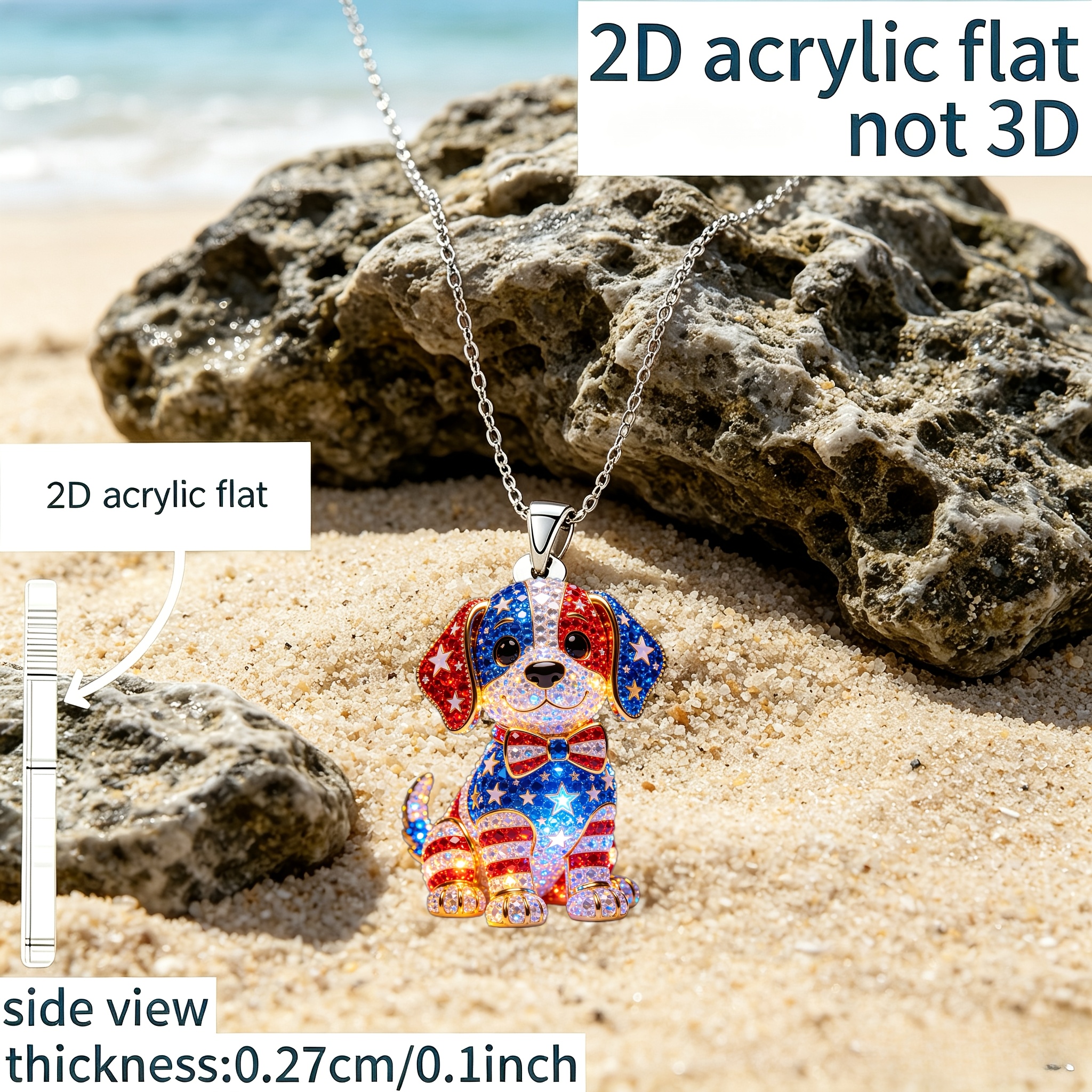 Men's & Women's 2D Acrylic Puppy Pattern Pendant Necklace